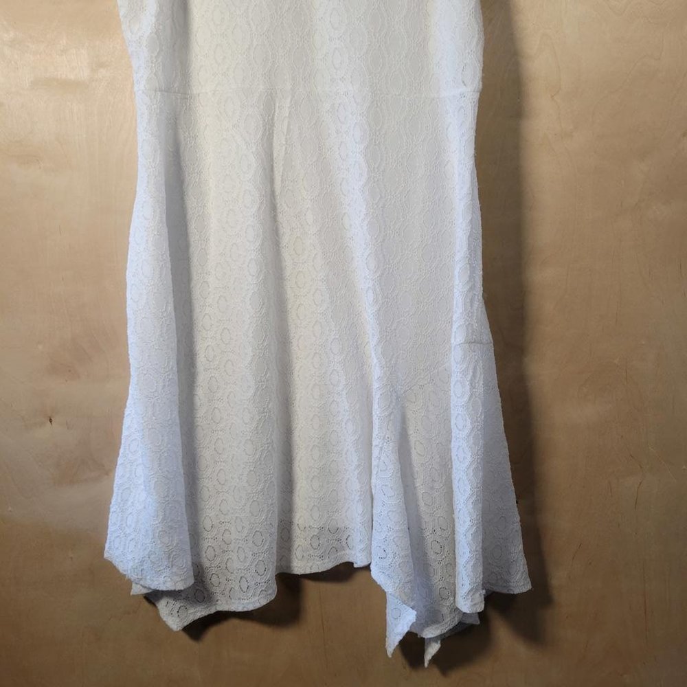 Dana Buchman White Lace Lined Asymmetrical Hem Maxi Dress Women Size L NWT - Picture 9 of 10